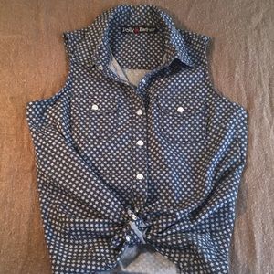 Denim Vest w Star Print - NWOT - Dress Up or Down